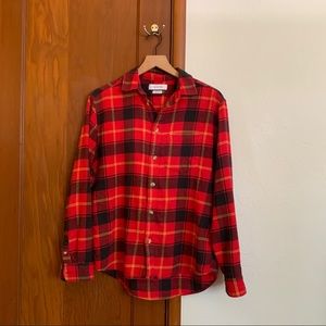 UO Red Plaid Flannel Shirt, Men’s Small